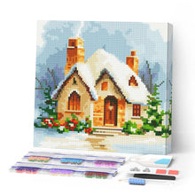 Charger l'image dans la galerie, Mini Diamond Painting 25x25cm - Broderie Diamant Maison en Briques sous la Neige