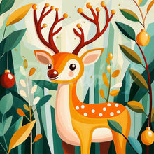 Charger l&#39;image dans la galerie, Mini Diamond Painting 25x25cm - Broderie Diamant Renne Doré