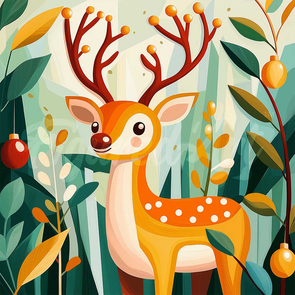 Mini Diamond Painting 25x25cm - Broderie Diamant Renne Doré