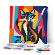 Charger l'image dans la galerie, Mini Diamond Painting 25x25cm Figured'Art - Chat Abstrait Éclatant
