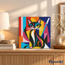 Charger l'image dans la galerie, Mini Diamond Painting 25x25cm - Chat Abstrait Éclatant