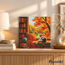 Charger l'image dans la galerie, Mini Diamond Painting 25x25cm - Vue du Chat en Automne
