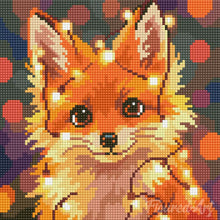 Charger l'image dans la galerie, Mini Diamond Painting 25x25cm - Petit renard et guirlande éclairée