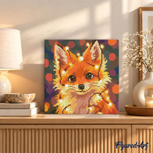 Charger l'image dans la galerie, Mini Diamond Painting 25x25cm - Petit renard et guirlande éclairée