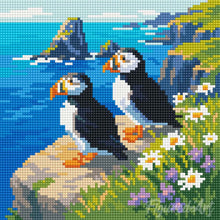 Charger l'image dans la galerie, Mini Diamond Painting 25x25cm - Macareux sur les falaises océaniques