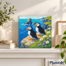 Charger l'image dans la galerie, Mini Diamond Painting 25x25cm - Macareux sur les falaises océaniques