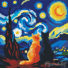 Charger l'image dans la galerie, Mini Diamond Painting 25x25cm - Compagnons nuit étoilée