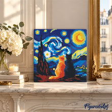 Charger l'image dans la galerie, Mini Diamond Painting 25x25cm - Compagnons nuit étoilée