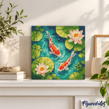 Charger l'image dans la galerie, Mini Diamond Painting 25x25cm - Bassin aux Carpes Koï