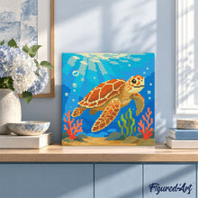 Charger l'image dans la galerie, Mini Diamond Painting 25x25cm - Tortue