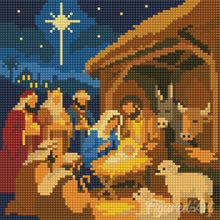 Charger l'image dans la galerie, Mini Diamond Painting 25x25cm - Crèche de Noël