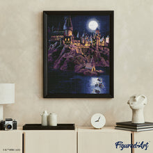 Charger l'image dans la galerie, Broderie Diamant - Château de Poudlard la Nuit - Harry Potter 40x50cm toile tendue sur châssis