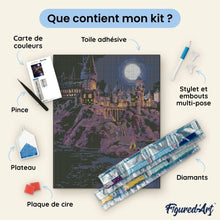 Charger l'image dans la galerie, Broderie Diamant - Château de Poudlard la Nuit - Harry Potter 40x50cm toile tendue sur châssis
