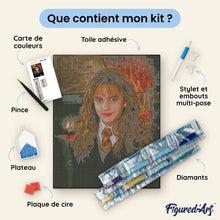 Charger l'image dans la galerie, Broderie Diamant - Portrait d'Hermione Granger 40x50cm toile tendue sur châssis