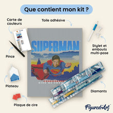Charger l'image dans la galerie, Broderie Diamant - Superman avec Horizon 40x50cm toile tendue sur châssis