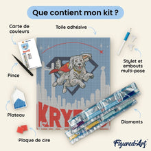 Charger l'image dans la galerie, Broderie Diamant - Krypto Volant - Superman 40x50cm toile tendue sur châssis