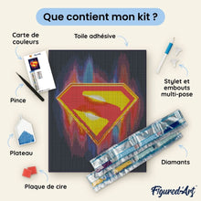 Charger l'image dans la galerie, Broderie Diamant - Emblème Bouclier-S - Superman 40x50cm toile tendue sur châssis
