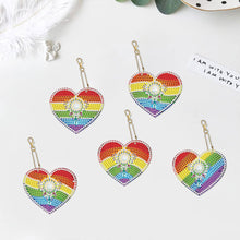 Charger l&#39;image dans la galerie, Pendentif Diamond Painting Cœurs Arc-en-Ciel Ensemble de 5 pièces