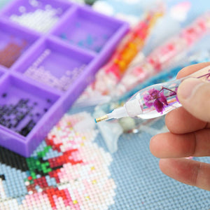 Stylo Premium Ergonomique Diamond Painting Fleurs Violettes 5 Variantes