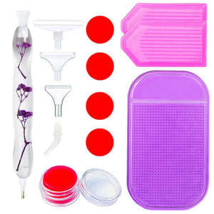 Stylo Premium Ergonomique Diamond Painting Fleurs Violettes 5 Variantes