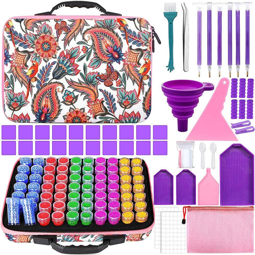 Étui Diamond Painting Fleurs avec 70 Pots + Accessoires