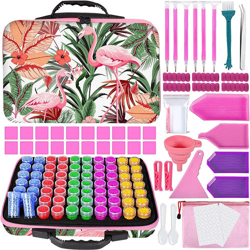 Étui Diamond Painting Flamant Rose avec 70 Pots + Accessoires