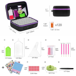 Étui Diamond Painting Violet avec 120 Pots + Accessoires