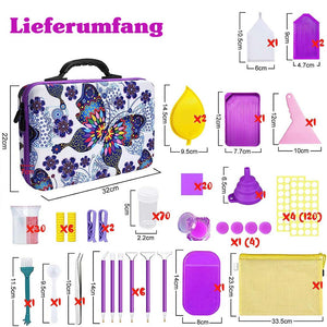 Étui Diamond Painting Papillon avec 70 Compartiments + Accessoires