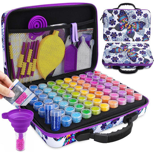 Étui Diamond Painting Papillon avec 70 Compartiments + Accessoires