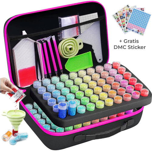 Étui Diamond Painting Rose avec 120 Pots + Accessoires