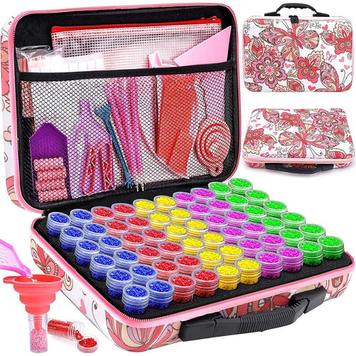 Étui Diamond Painting Papillons avec 60 Compartiments + Accessoires