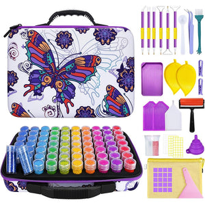 Étui Diamond Painting Papillons avec 70 Compartiments + Accessoires