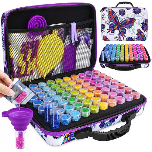 Étui Diamond Painting Papillons avec 70 Compartiments + Accessoires