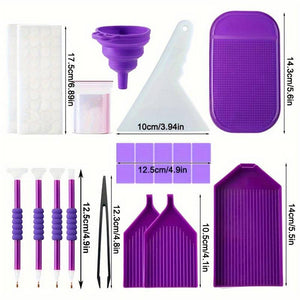 Étui Diamond Painting Violet avec 60 Compartiments + Accessoires