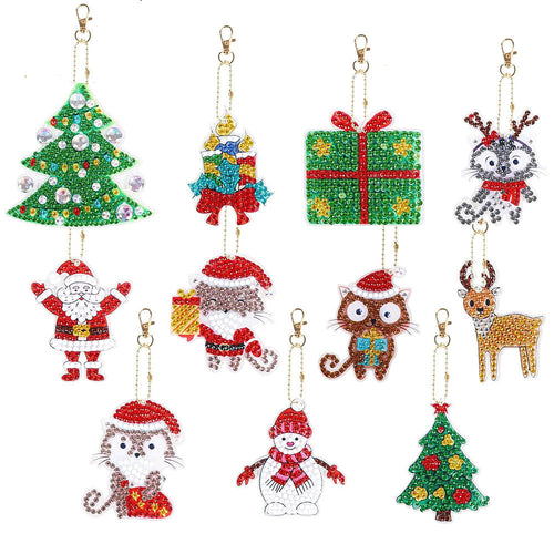 Porte-Clés Diamond Painting Noël 11 Pièces