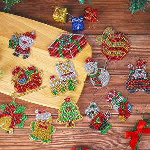 Porte-Clés Diamond Painting Noël 12 Pièces