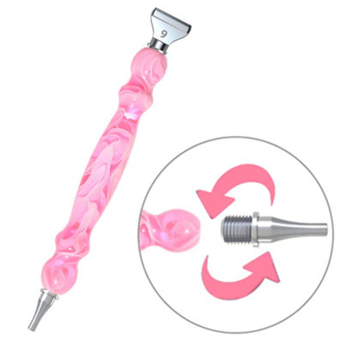 Stylo Diamond Painting Vagues Rose avec Pointes en Acier