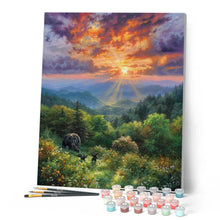 Charger l'image dans la galerie, Peinture par numéros Ours et coucher de soleil | Figured'Art complexe paysages animaux ours nouveautés