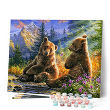 Charger l'image dans la galerie, Peinture par numéros Couple d'ours | Figured'Art complexe paysages animaux ours montagnes nouveautés