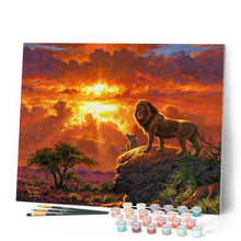 Charger l'image dans la galerie, Peinture par numéros Lion au coucher de soleil | Figured'Art facile paysages animaux lions nouveautés