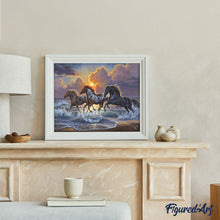 Charger l'image dans la galerie, Peinture par numéros Trio de Chevaux | Figured'Art intermédiaire animaux chevaux nouveautés
