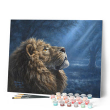 Charger l'image dans la galerie, Peinture par numéros Lion dans la pénombre | Figured'Art intermédiaire animaux lions nouveautés