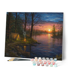 Charger l'image dans la galerie, Peinture par numéros Camping au bord du lac | Figured'Art complexe paysages nouveautés