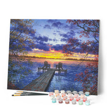 Charger l'image dans la galerie, Peinture par numéros Ponton au coucher de Soleil | Figured'Art complexe paysages nouveautés