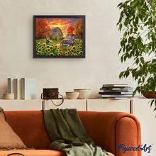 Charger l'image dans la galerie, Peinture par numéros Tournesols devant la grange | Figured'Art complexe paysages fleurs nouveautés