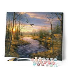 Charger l'image dans la galerie, Peinture par numéros Maison de campagne au crépuscule | Figured'Art intermédiaire paysages nouveautés