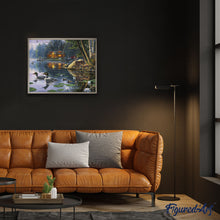 Charger l'image dans la galerie, Peinture par numéros Chalet au bord du Lac | Figured'Art intermédiaire animaux oiseaux canards nouveautés