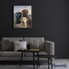 Charger l'image dans la galerie, Peinture par numéros Trio de Labrador | Figured'Art intermédiaire animaux chiens nouveautés