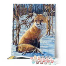 Charger l'image dans la galerie, Peinture par numéros Renard dans la Neige | Figured'Art facile animaux renards nouveautés