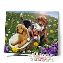 Charger l'image dans la galerie, Peinture par numéros Jeux entre amis | Figured'Art intermédiaire nouveautés animaux chiens fleurs